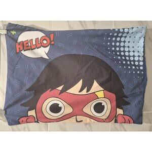 Ryan's World Great Galaxy HELLO Pillow Sham Blue Red Polyester 19x25"